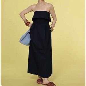 Midnight Poplin Sleeveless Midi Dress by Carla .rockmore 2X Navy Blue